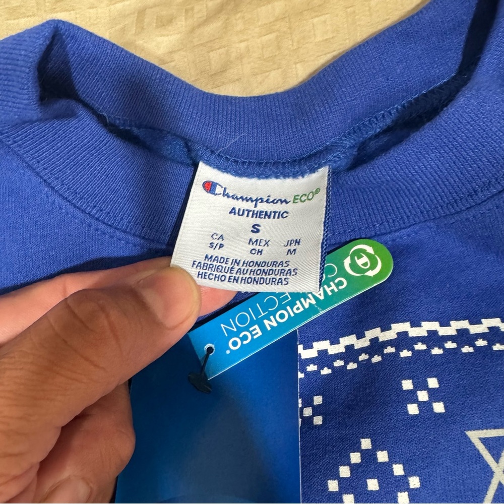 Champion Blue Crewneck Sweater NYU New York University Jewish Men’s Size Small - Picture 3 of 10
